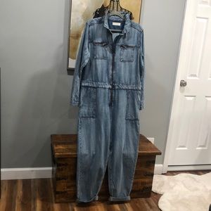 Lucky Brand jean jumpsuit with belt